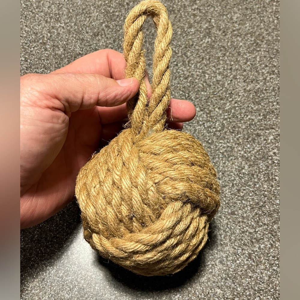 Nautical / Maritime / Sailor’s Monkey’s Fist Knot / Doorstopper Natural Jute - Picture 4 of 8